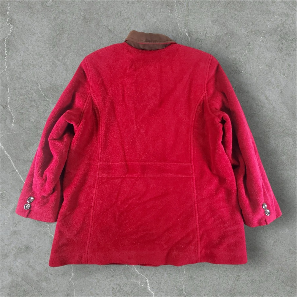 L.L Bean Chore Jacket Womens XL Petite Red 0F‎ JN7 Wool Utility Barn Overcoat - Picture 8 of 8
